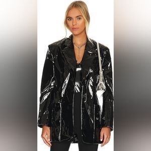 AFRM Agnes Oversized Vinyl Blazer in Noir Size S